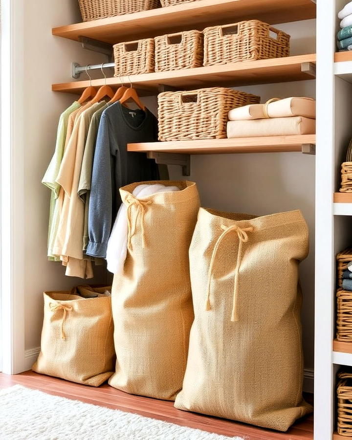 burlap storage bags for closet