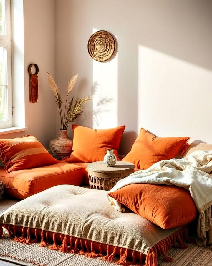 burnt orange floor cushions