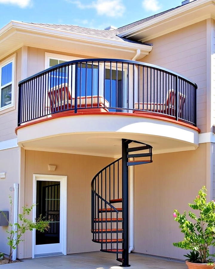 cantilever balcony with a spiral staircase