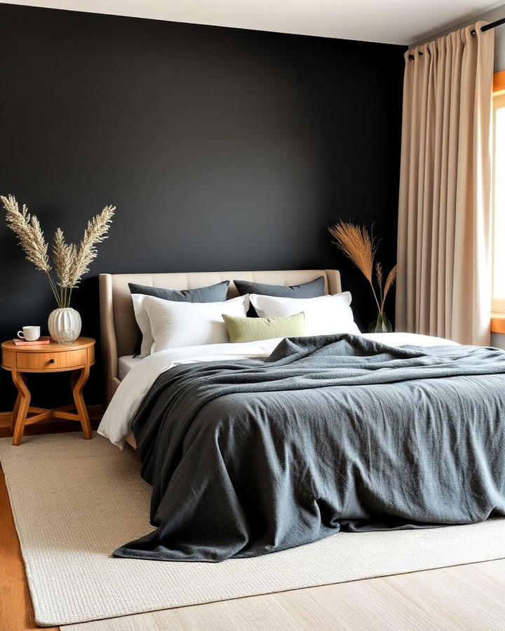 charcoal and beige bedroom