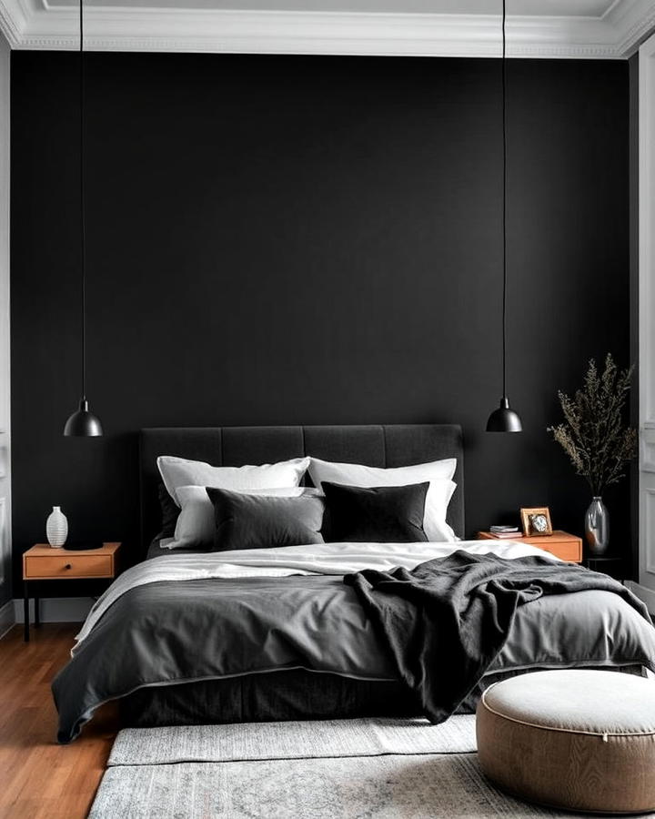 charcoal monochromatic scheme bedroom