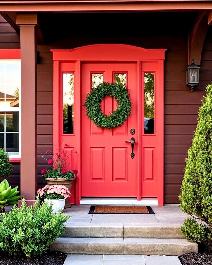 cheerful coral front door