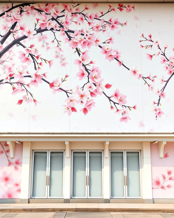 cherry blossom building mural