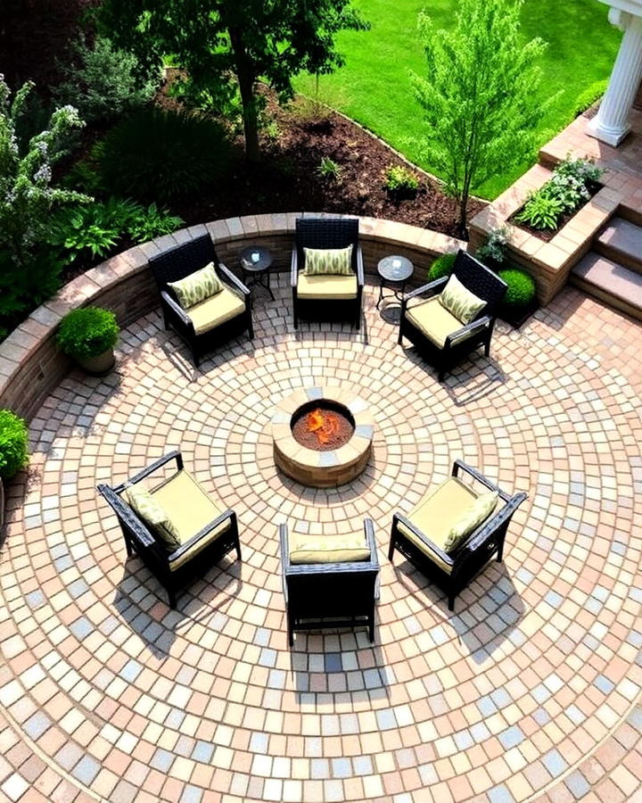 circular cobblestone patio design