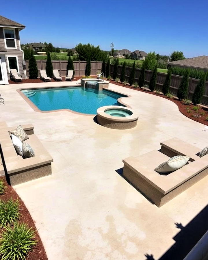 concrete deck with integrated seating