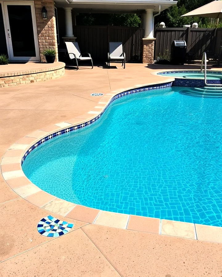 concrete deck with mosaic inlays