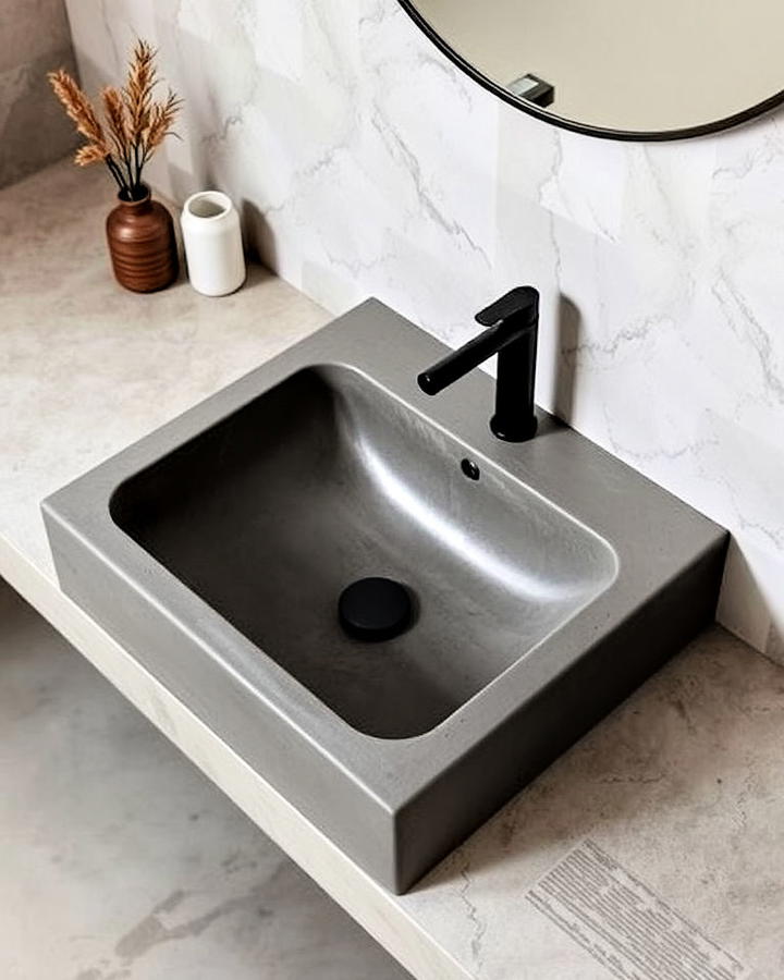 concrete sink for industrial bathroom