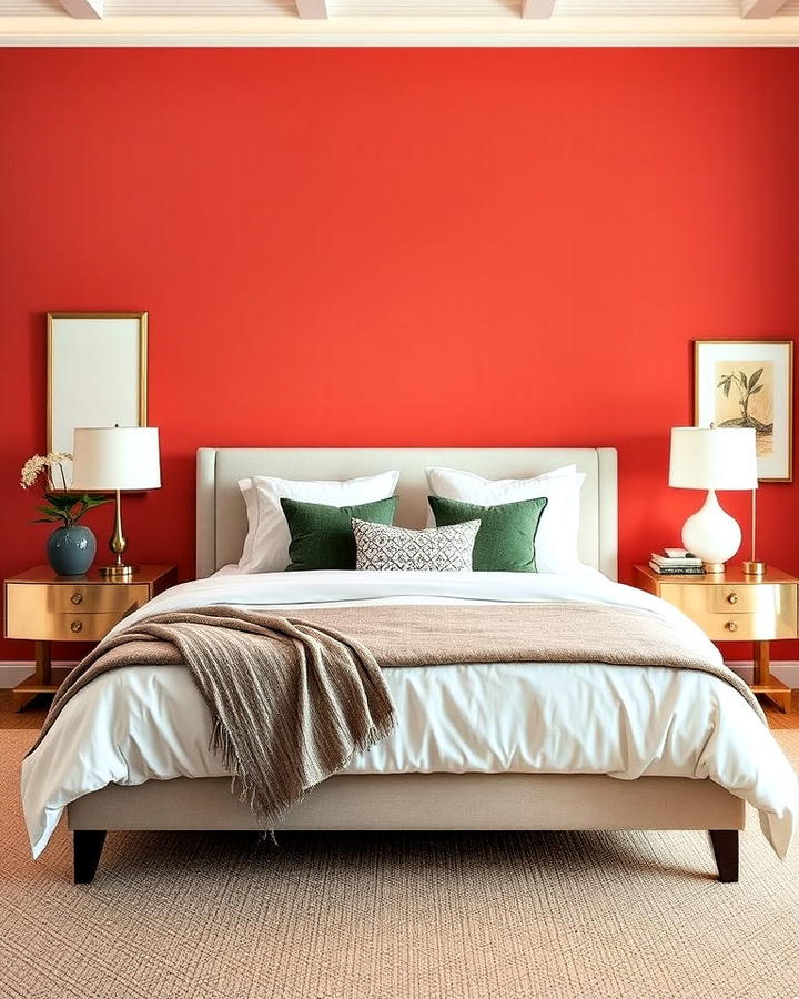 coral accent wall bedroom