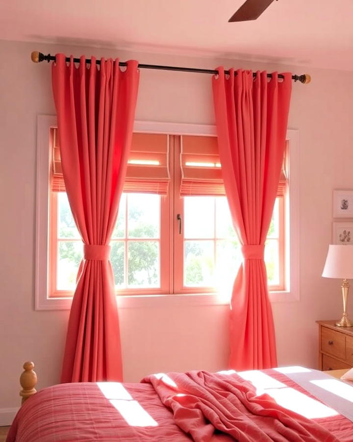 coral curtains for bedroom