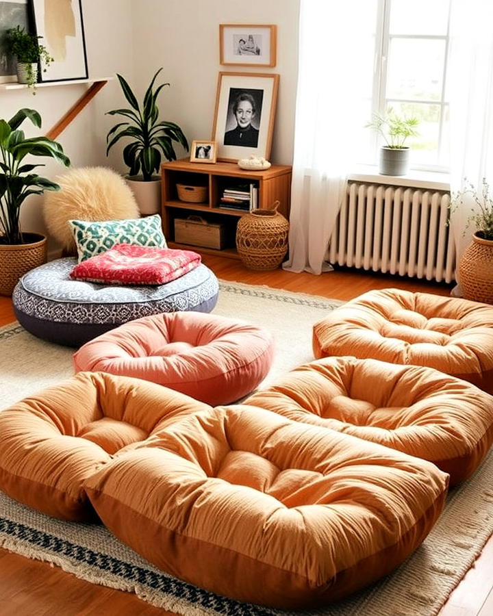 cozy floor cushions indie room