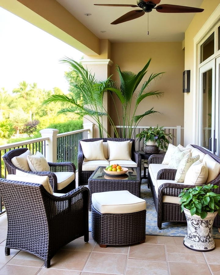 cozy outdoor seating in lanai porch