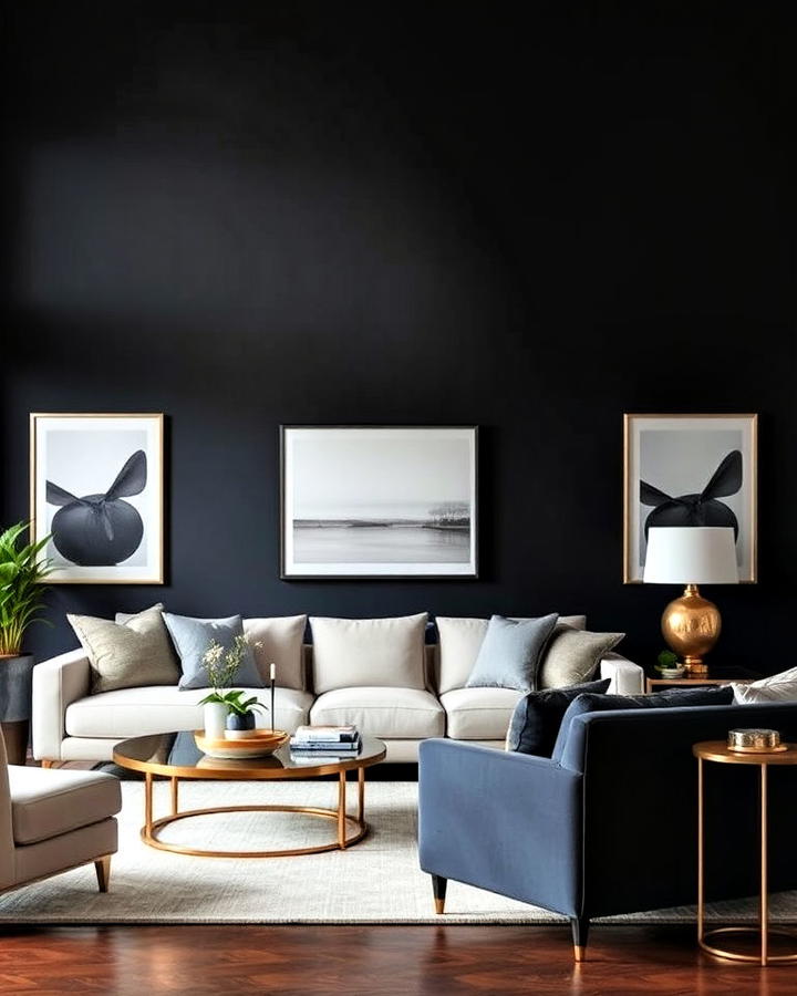 dark and dramatic walls living room