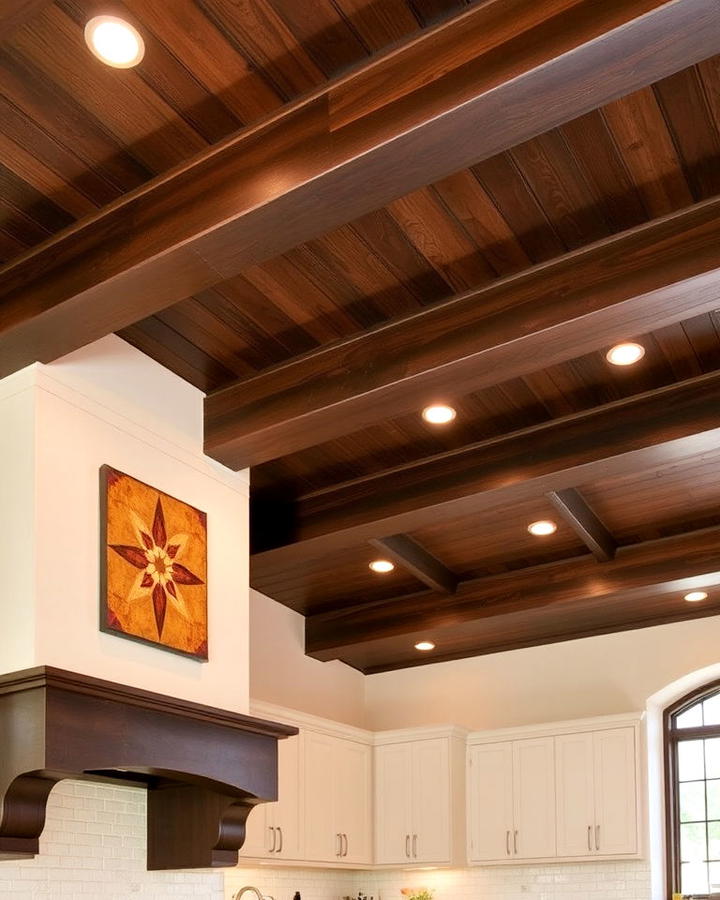 dark brown ceiling beams kitchen