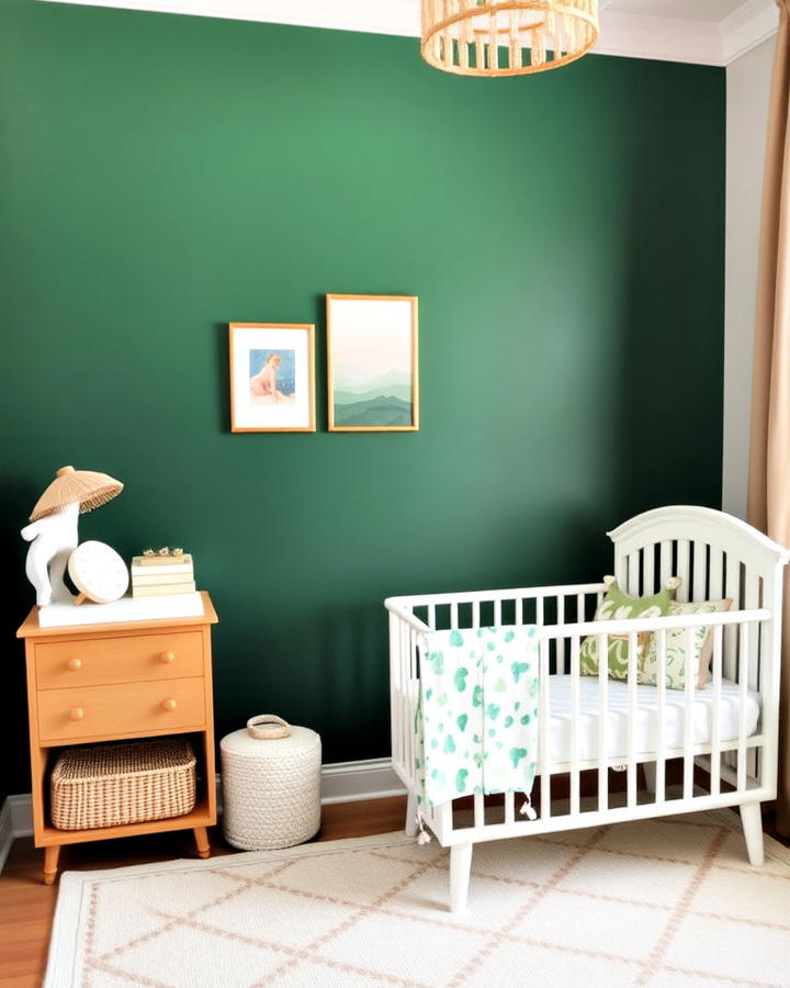 dark green accent wall in nursery