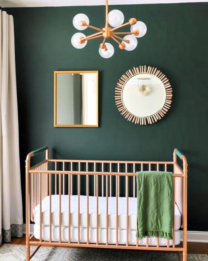 dark green and metallic highlights nursery