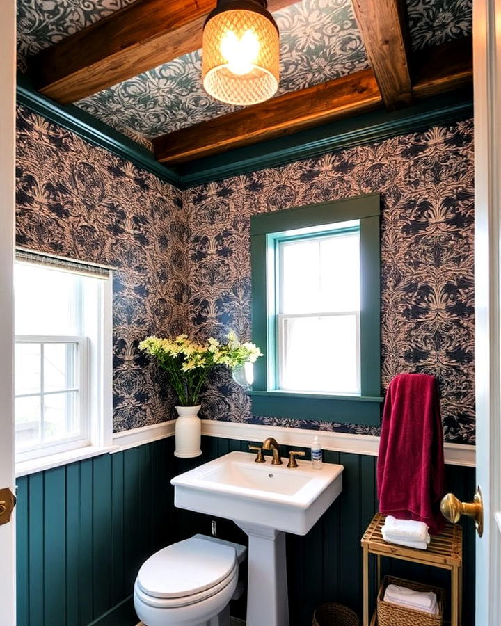 decorative ceiling pattern powder room