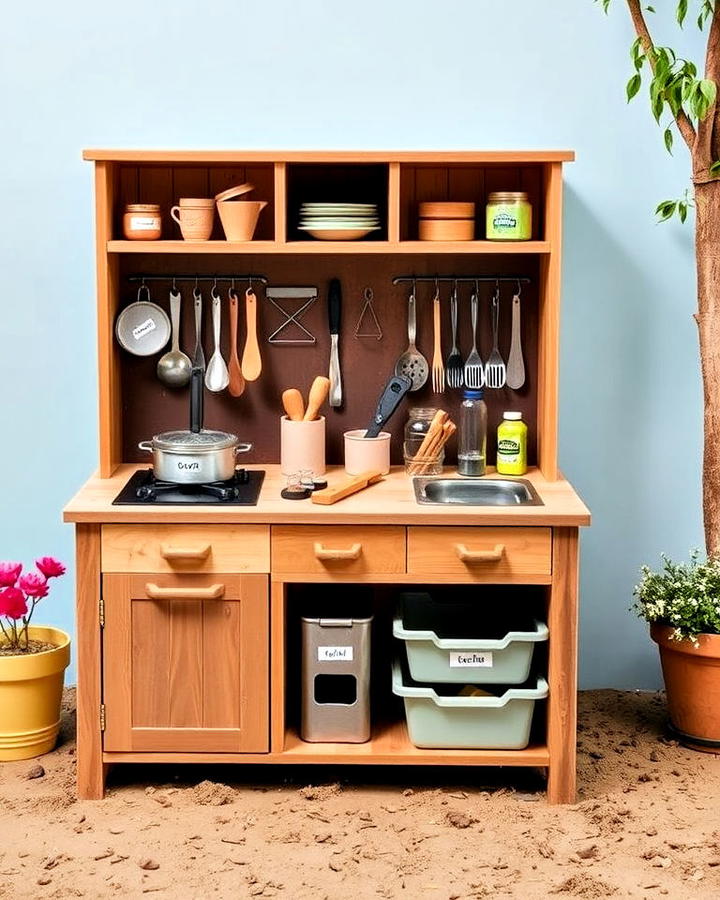 deluxe mud kitchen design with storage