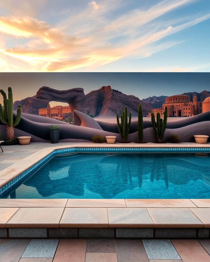 desert oasis illusion pool mural