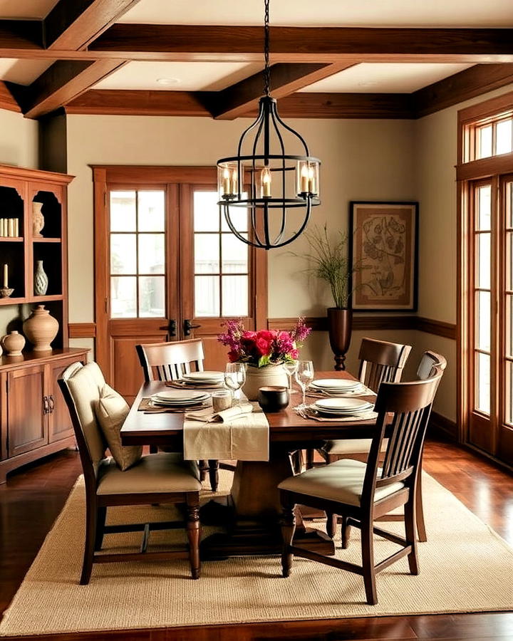 earthy color palette craftsman dining room