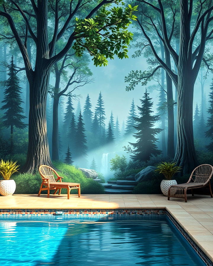 enchanted forest retreat pool murals