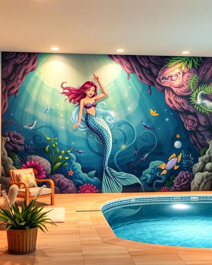 fantasy mermaid lagoon murals for pool