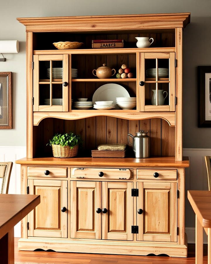 farmhouse style hutch with rustic charm