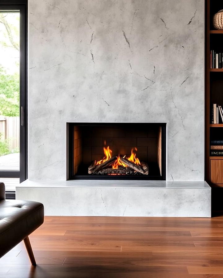 fireplace with concrete surround