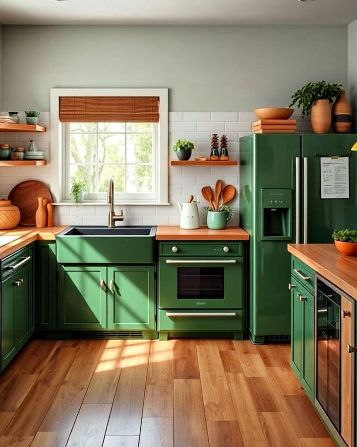 forest green appliances for natural charm kitchen