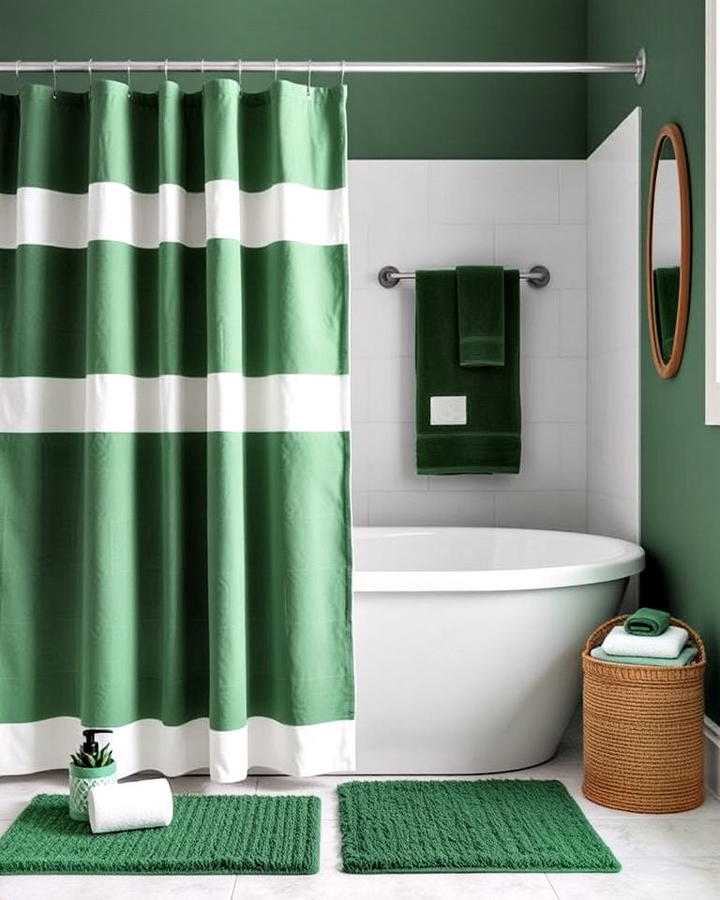 forest green towels and accessories