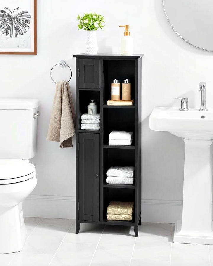 freestanding storage tower for bathroom