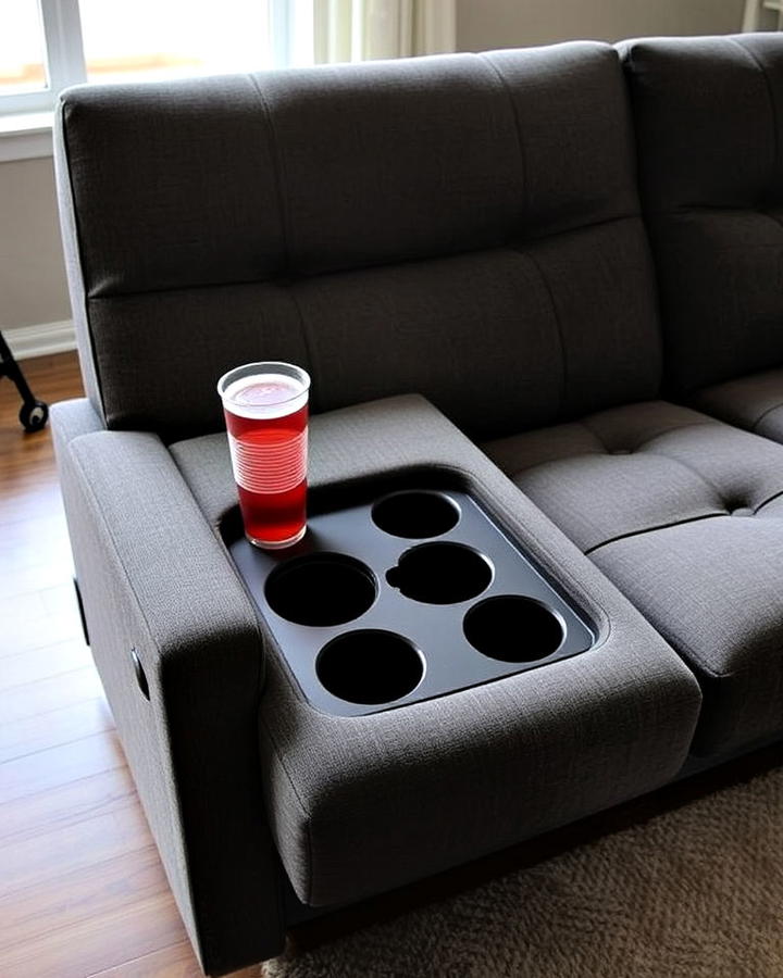 futon with built in cup holders