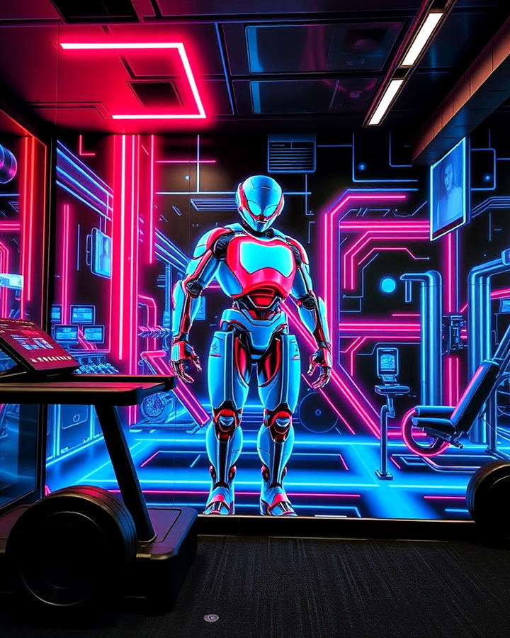 futuristic fitness concepts gym mural