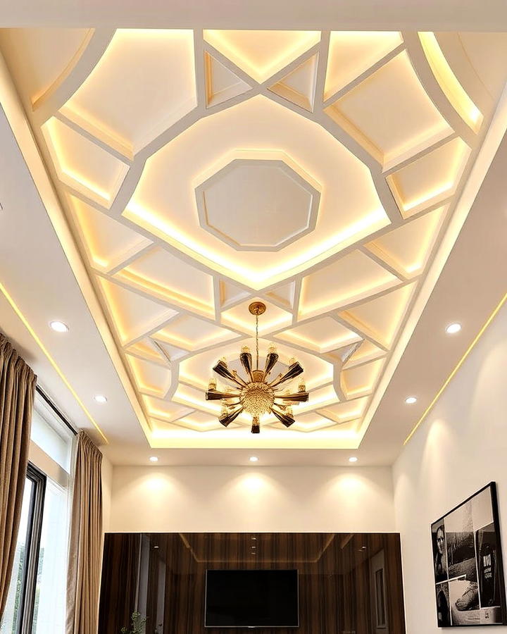 geometric false ceiling for living room