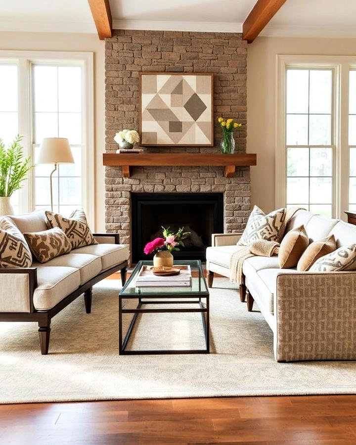 geometric patterns prairie style living room