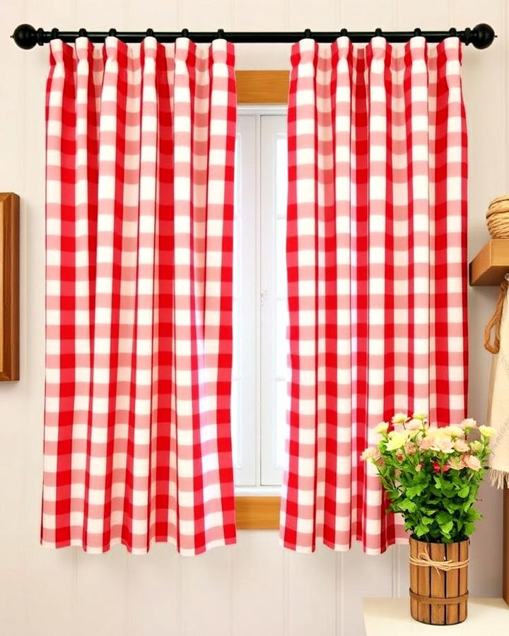 gingham curtains for country style appeal