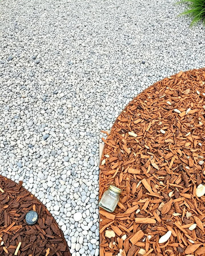 gravel and mulch combination patio