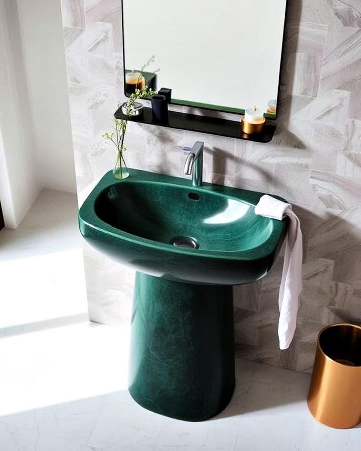 green freestanding sink for bathroom