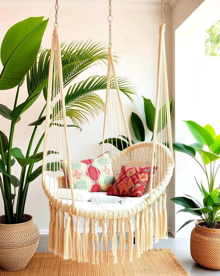 hammocks or hanging chair for bohemian decor