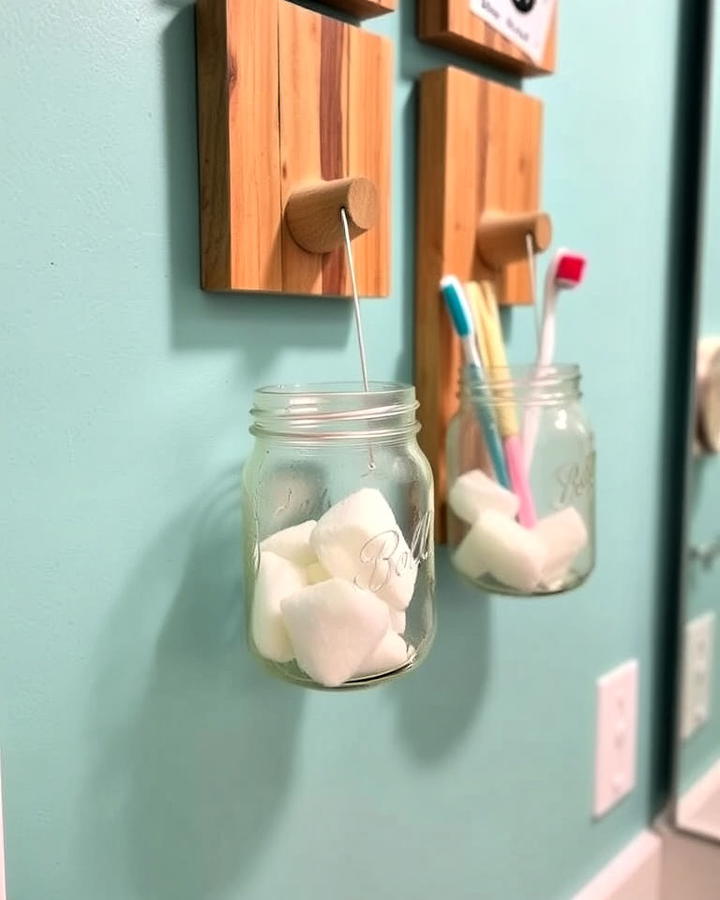 hanging mason jars in bathroom