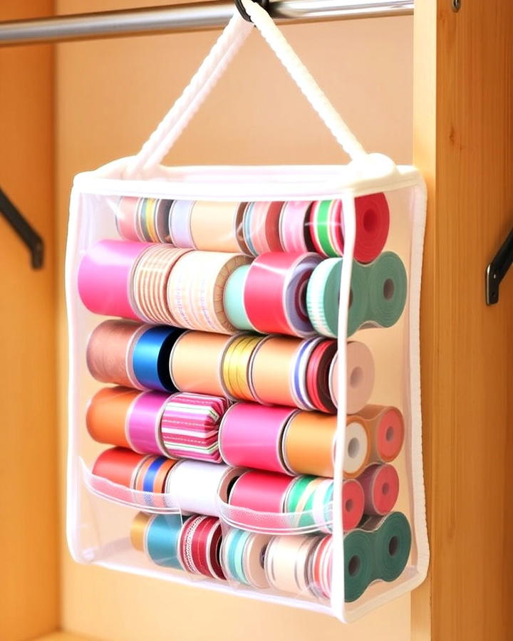 hanging ribbon organizer bags