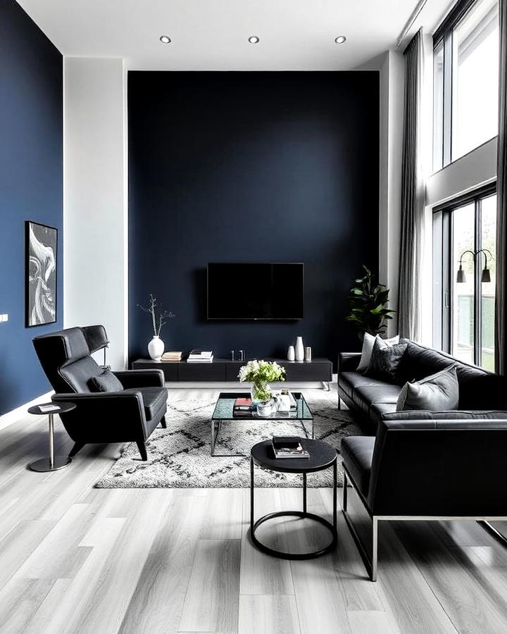 high contrast drama grey floor living room