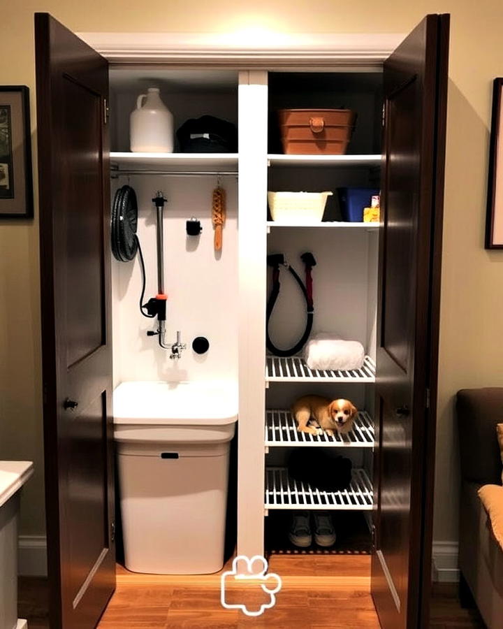 indoor dog wash closet