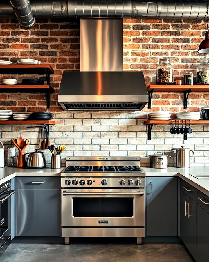 industrial style kitchen with stainless steel appliances