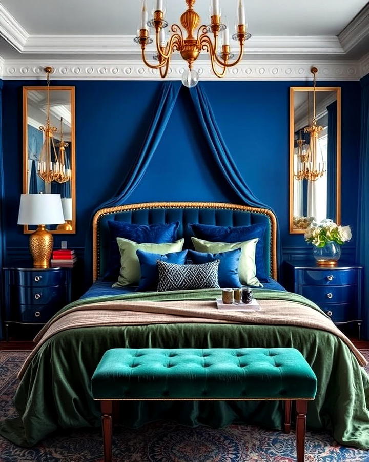 jewel toned luxury bedroom