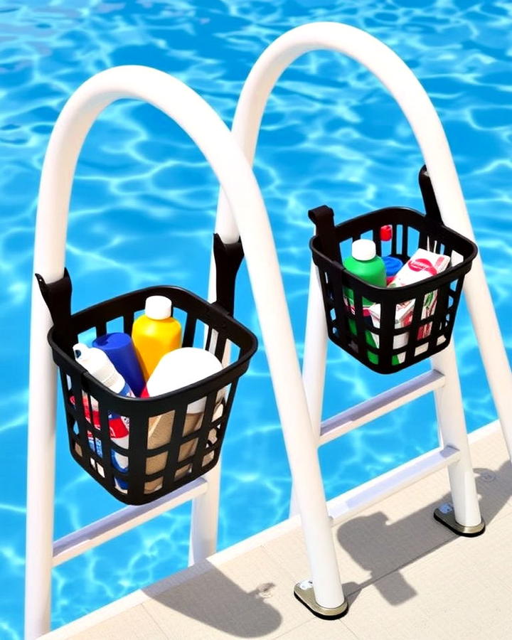 ladder mounted storage baskets