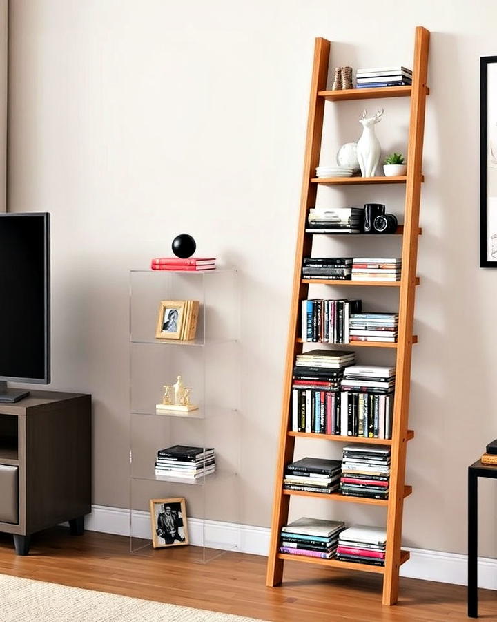 ladder style cd storage shelves