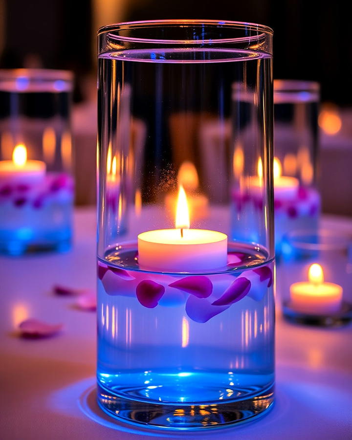 lantern centerpiece with floating candles