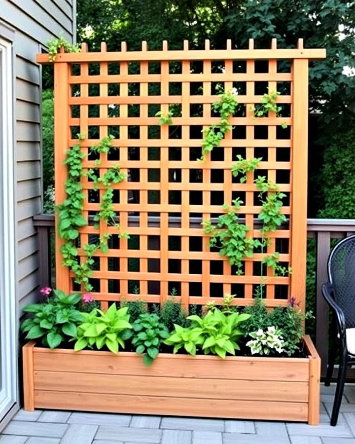 lattice trellis with built in planters