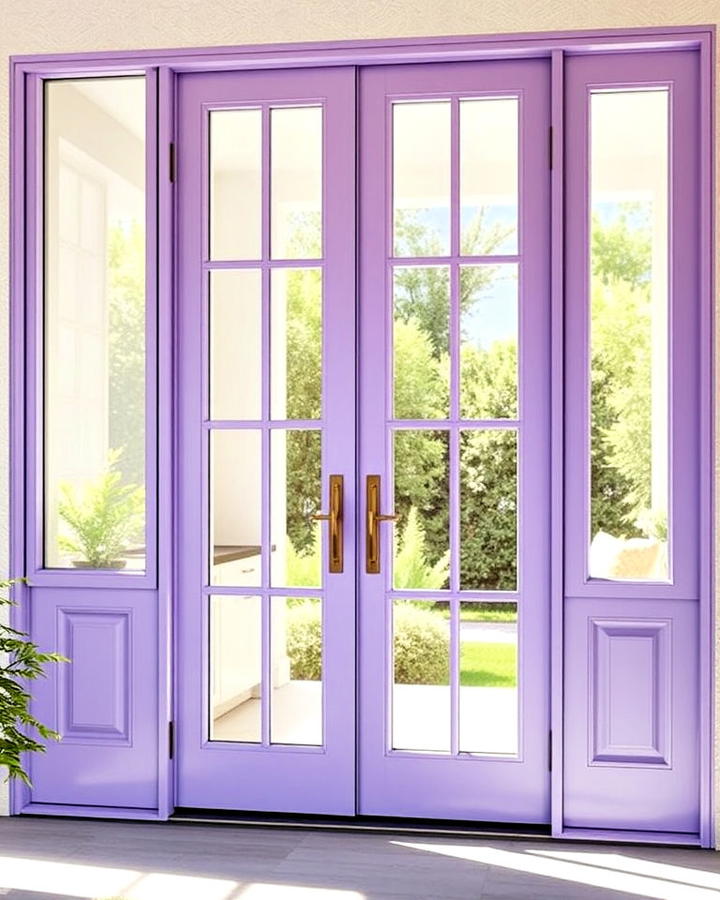 lavender door with glass panels