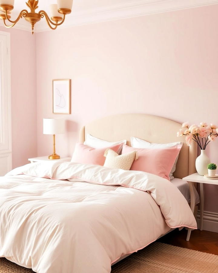 magnolia and pastel combination bedroom